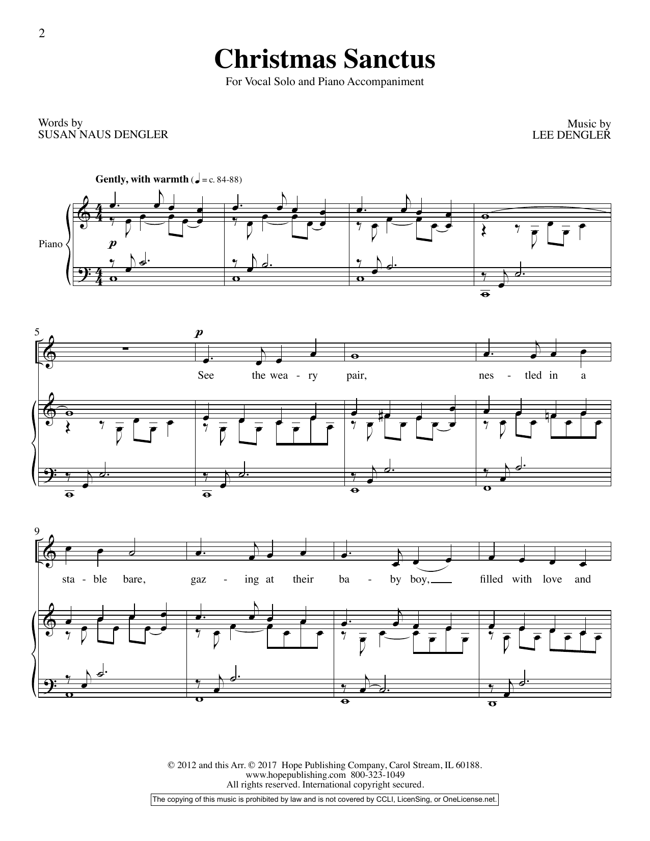 Susan Naus Dengler Christmas Sanctus sheet music notes and chords arranged for Piano & Vocal