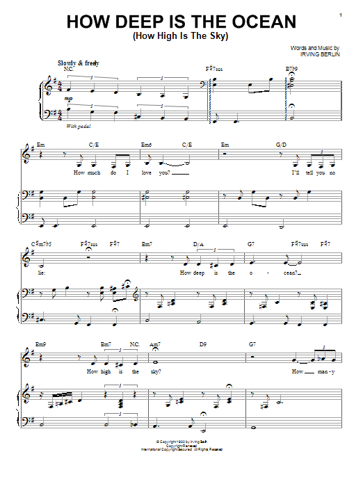 Susannah McCorkle How Deep Is The Ocean (How High Is The Sky) sheet music notes and chords arranged for Piano & Vocal