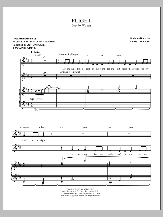 Craig Carnelia Flight sheet music notes and chords arranged for Vocal Duet