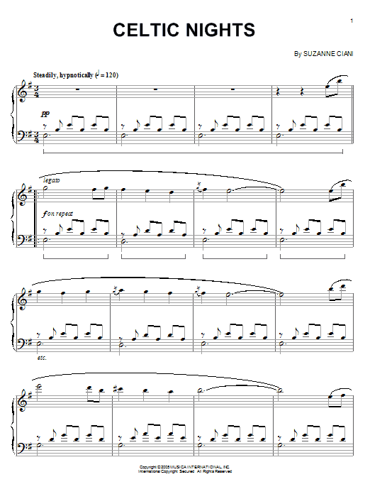 Suzanne Ciani Celtic Nights sheet music notes and chords arranged for Piano Solo