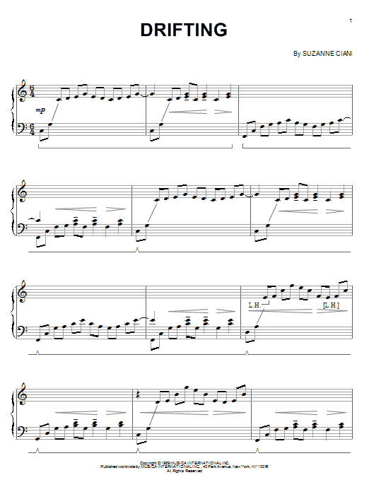 Suzanne Ciani Drifting sheet music notes and chords arranged for Piano Solo