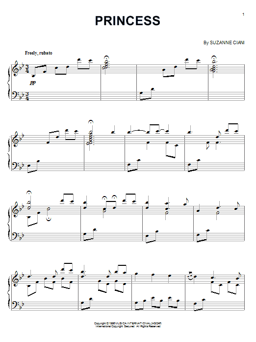 Suzanne Ciani Princess sheet music notes and chords arranged for Piano Solo