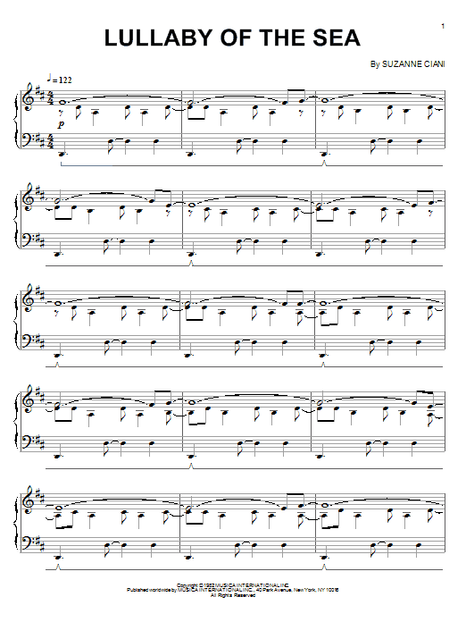 Suzanne Ciani The Fifth Wave-Lullaby Of The Sea sheet music notes and chords arranged for Piano Solo