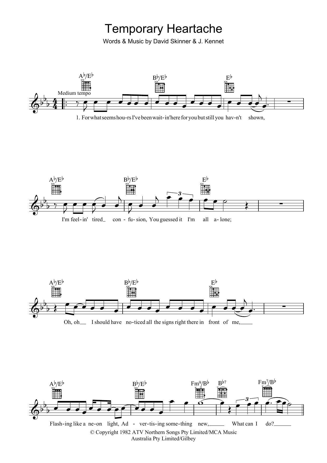 Swanee Temporary Heartache sheet music notes and chords arranged for Lead Sheet / Fake Book