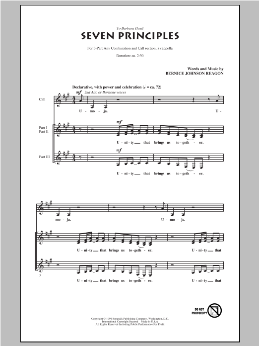 Sweet Honey In The Rock Seven Principles sheet music notes and chords arranged for 3-Part Mixed Choir