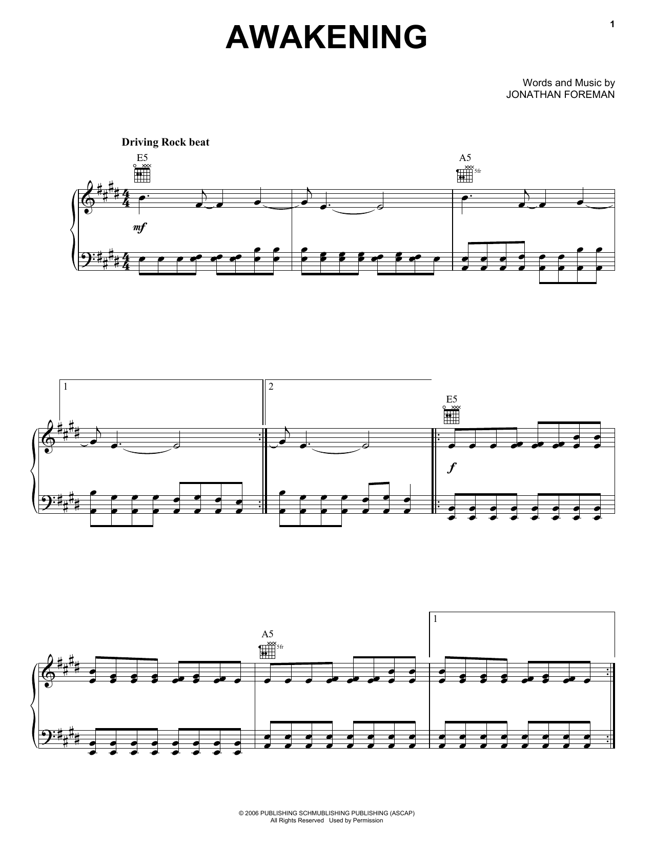 Switchfoot Awakening sheet music notes and chords arranged for Piano, Vocal & Guitar Chords (Right-Hand Melody)