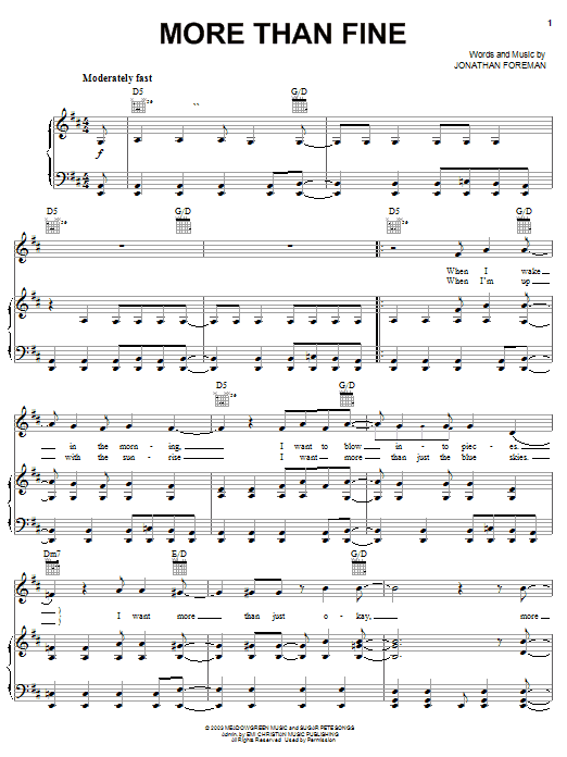 Switchfoot More Than Fine sheet music notes and chords arranged for Guitar Tab
