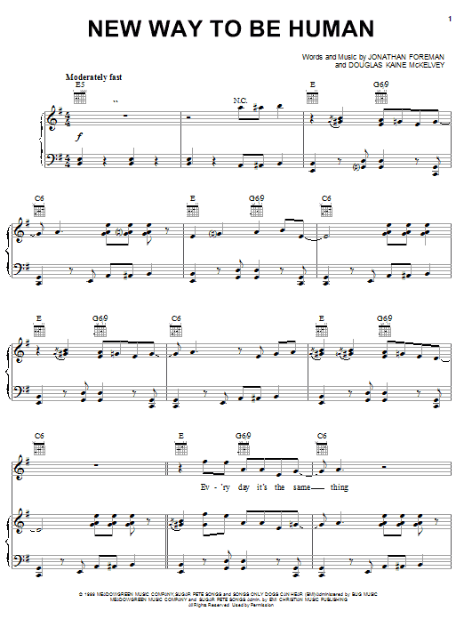 Switchfoot New Way To Be Human sheet music notes and chords arranged for Piano, Vocal & Guitar Chords (Right-Hand Melody)
