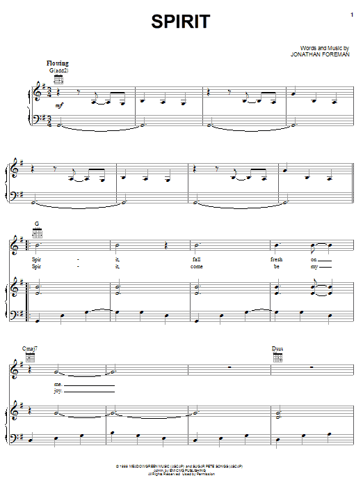 Switchfoot Spirit sheet music notes and chords arranged for Piano, Vocal & Guitar Chords (Right-Hand Melody)