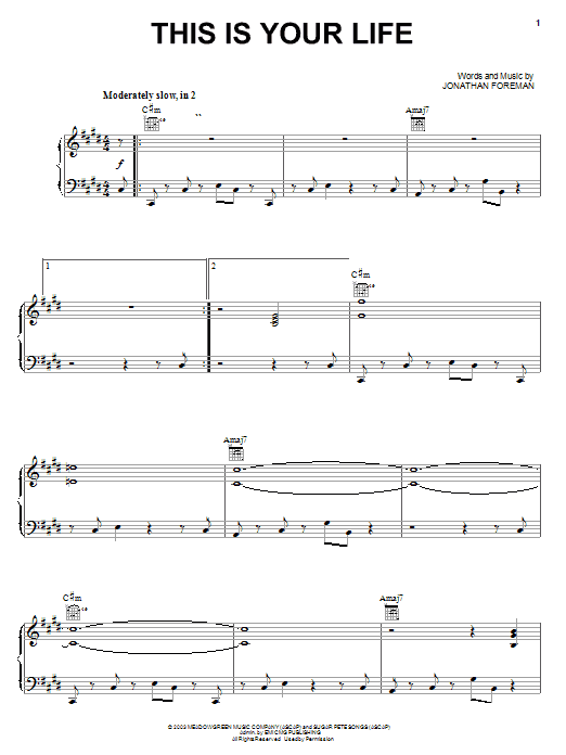 Switchfoot This Is Your Life sheet music notes and chords arranged for Piano, Vocal & Guitar Chords (Right-Hand Melody)