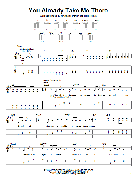 Switchfoot You Already Take Me There sheet music notes and chords arranged for Easy Guitar Tab