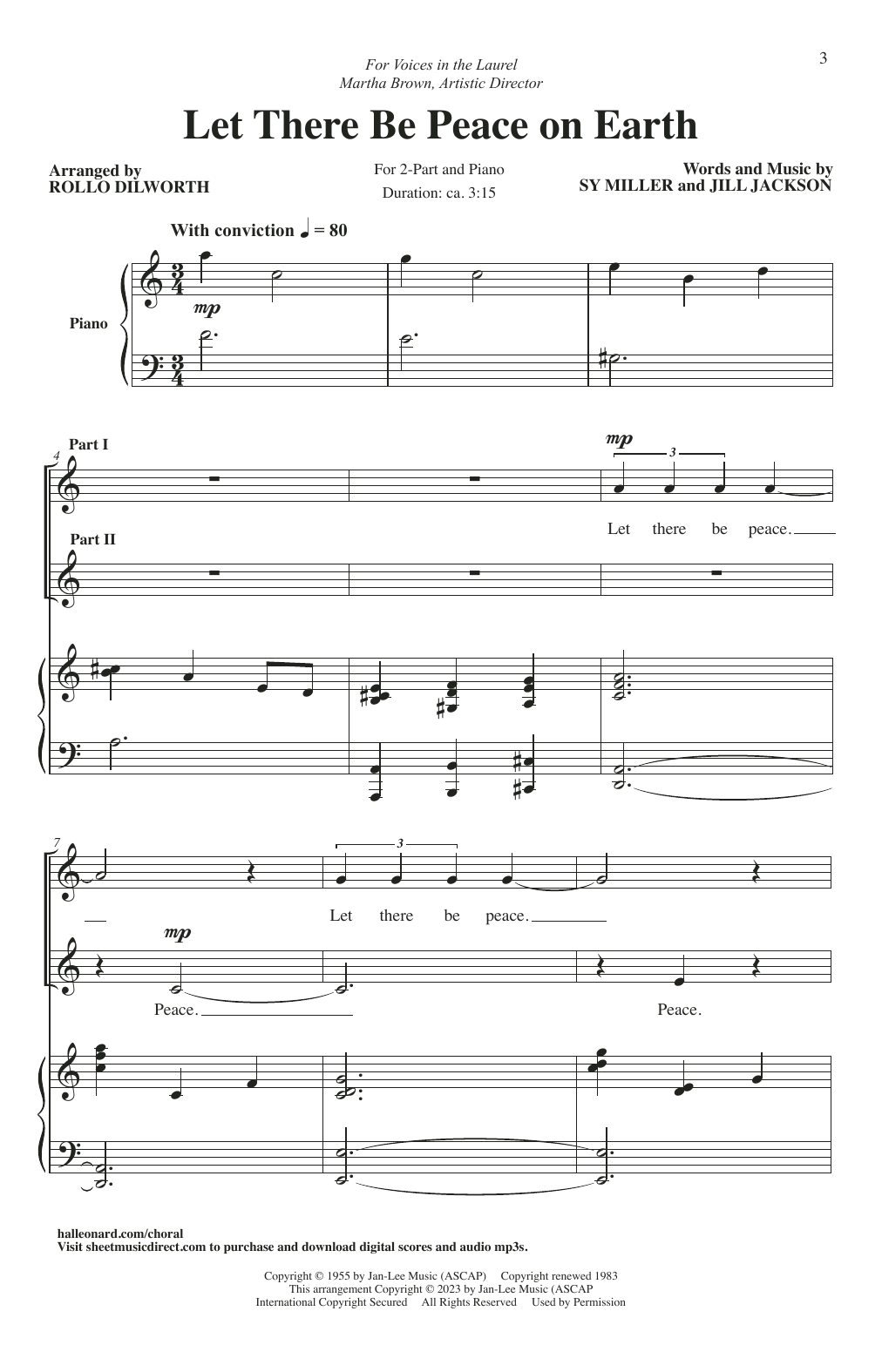 Sy Miller and Jill Jackson Let There Be Peace On Earth (arr. Rollo Dilworth) sheet music notes and chords arranged for Choir