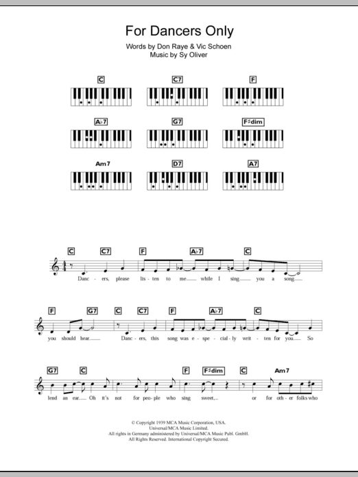 Sy Oliver For Dancers Only sheet music notes and chords arranged for Piano Chords/Lyrics