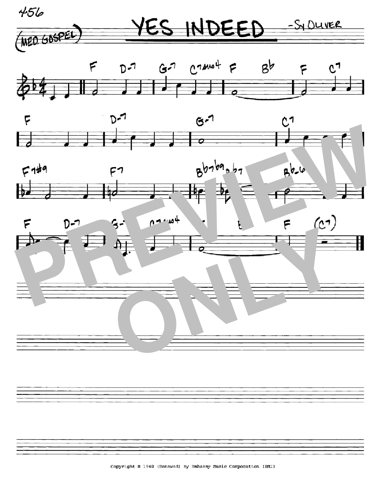 Sy Oliver Yes Indeed sheet music notes and chords arranged for Real Book – Melody & Chords – C Instruments