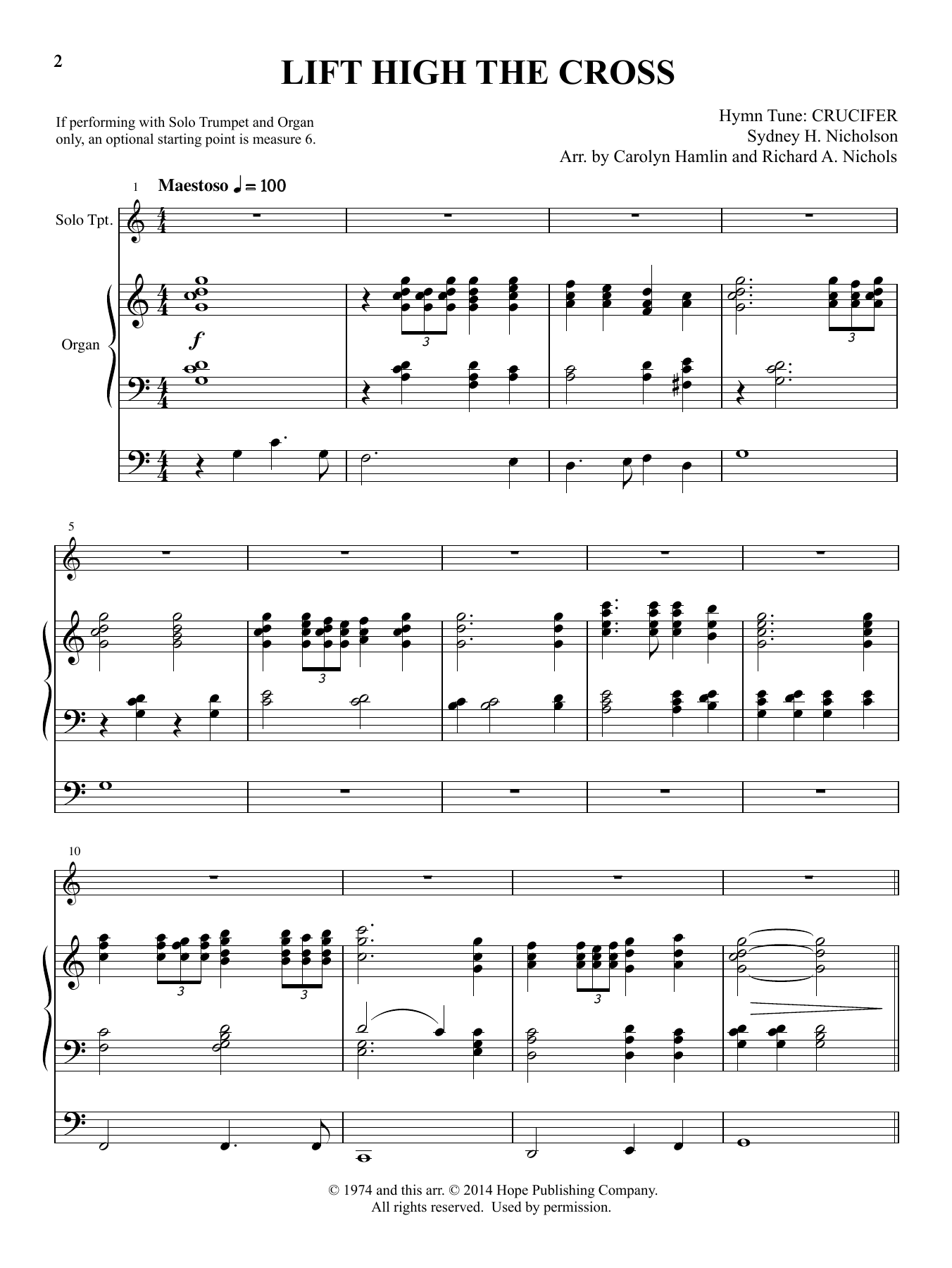 Sydney H. Nicholson Lift High the Cross (arr. Carolyn Hamlin and Richard A. Nichols) sheet music notes and chords arranged for Organ