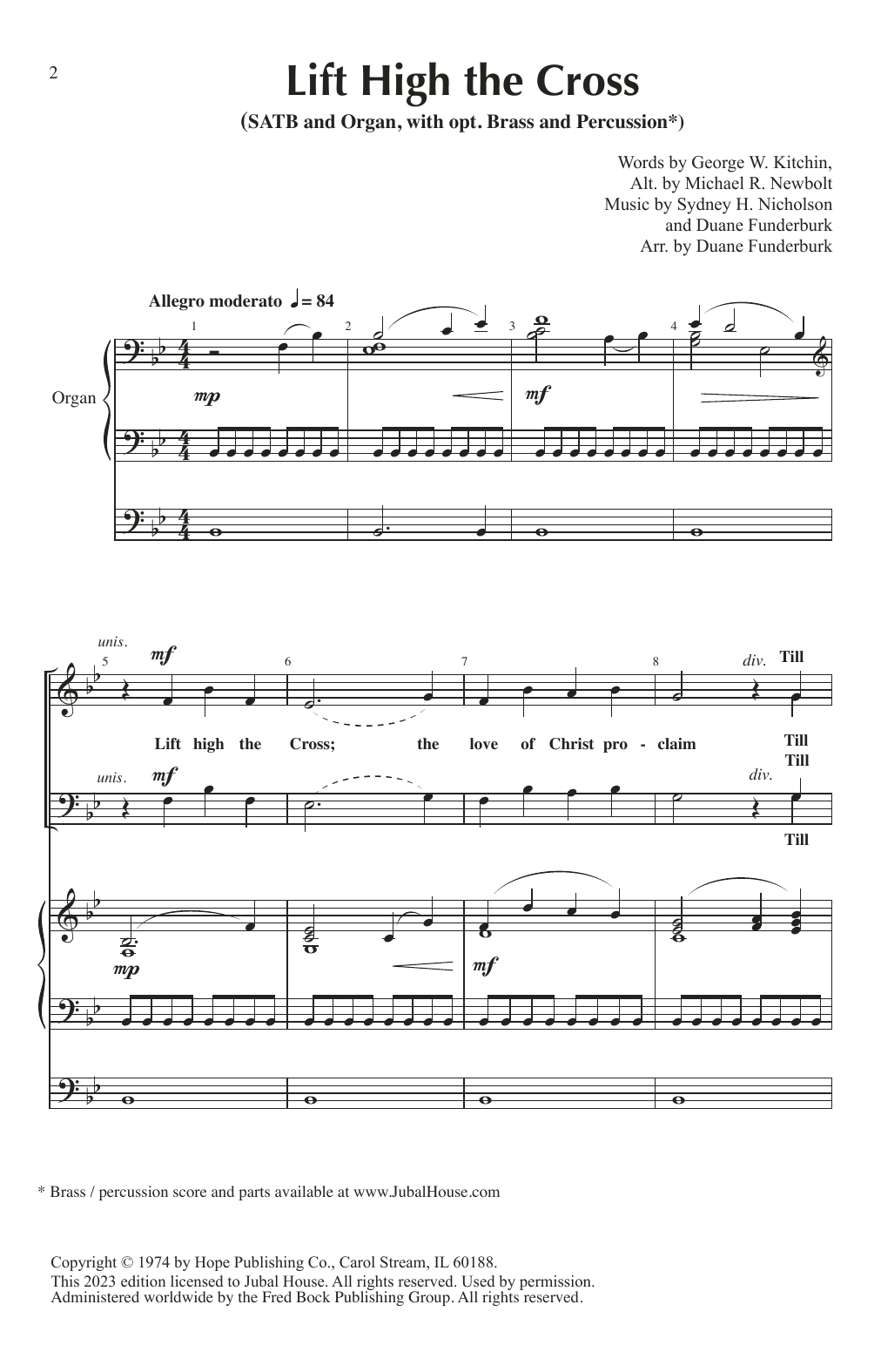 Sydney H. Nicholson Lift High the Cross (arr. Duane Funderburk) sheet music notes and chords arranged for SATB Choir