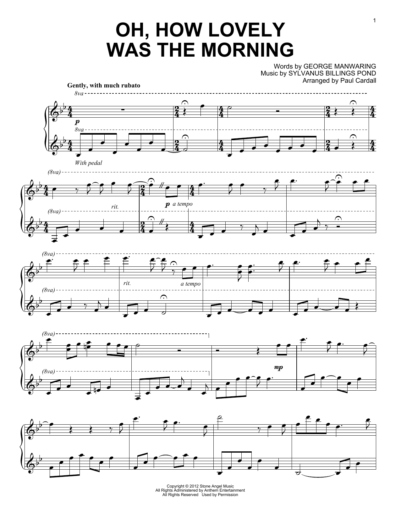 Sylvanus Billings Pond Oh, How Lovely Was The Morning (arr. Paul Cardall) sheet music notes and chords arranged for Piano Solo