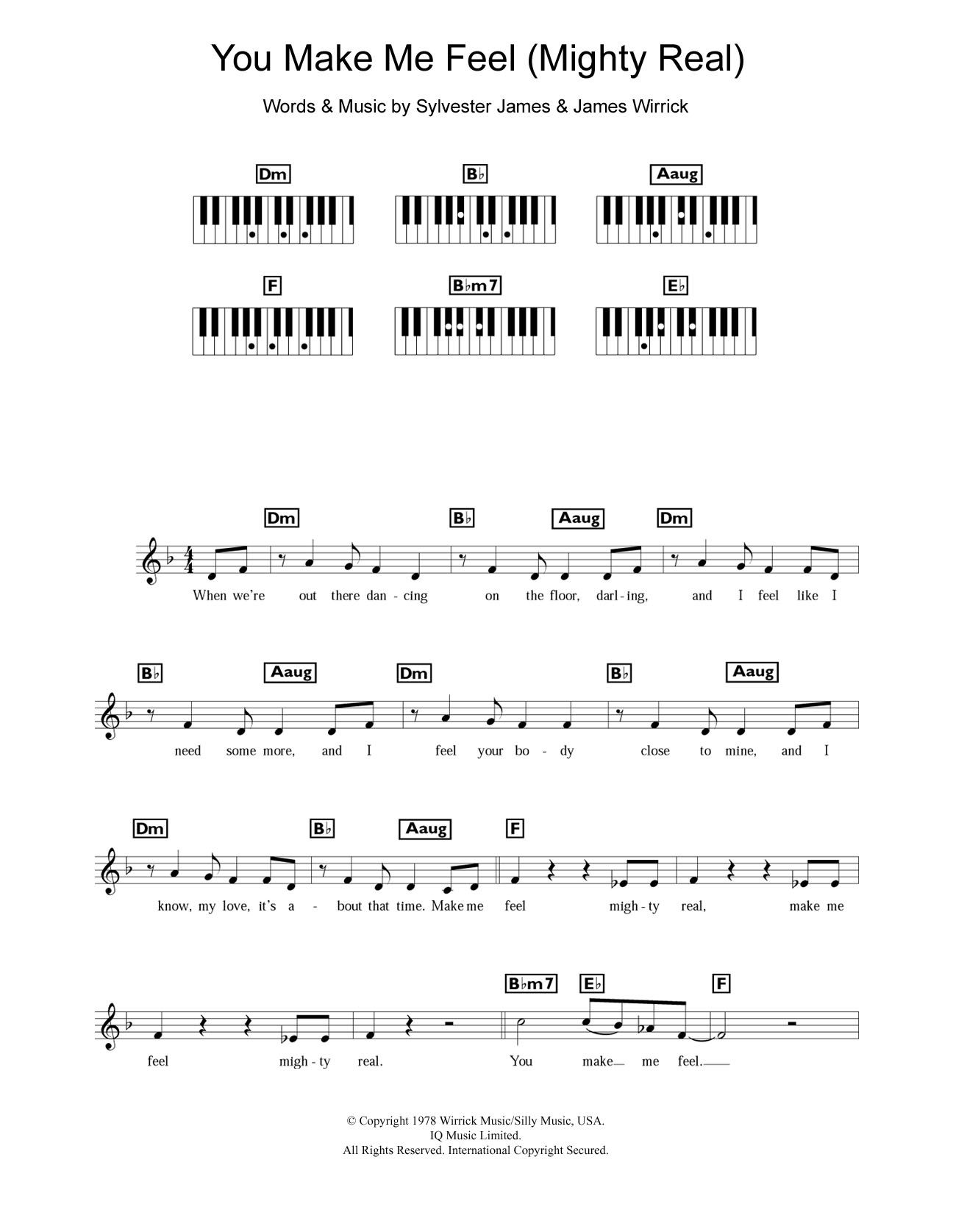 Sylvester You Make Me Feel (Mighty Real) sheet music notes and chords arranged for Piano Chords/Lyrics