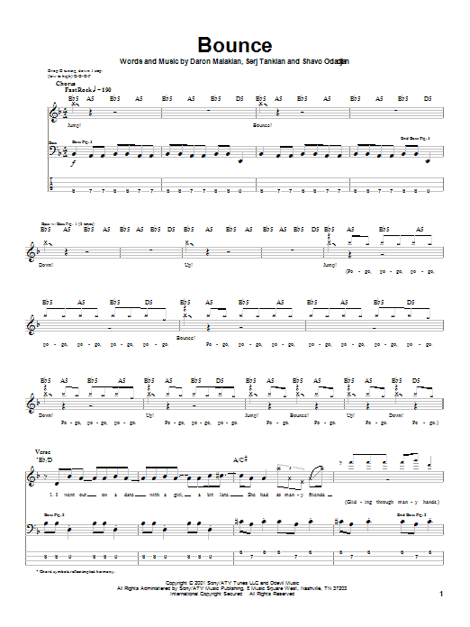 System Of A Down Bounce sheet music notes and chords arranged for Drums Transcription