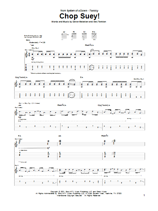 System Of A Down Chop Suey! sheet music notes and chords arranged for Drums Transcription