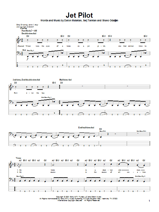 System Of A Down Jet Pilot sheet music notes and chords arranged for Drums Transcription