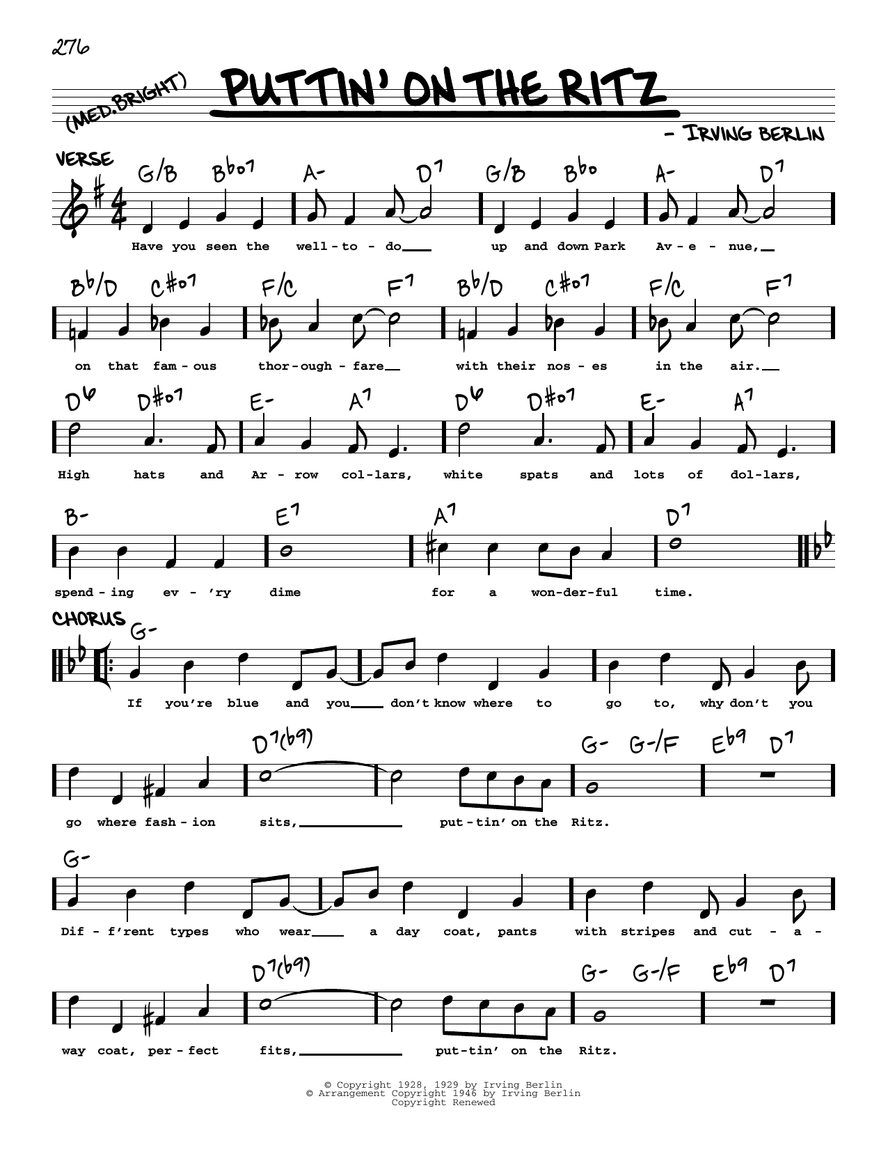 Taco Puttin' On The Ritz (arr. Robert Rawlins) sheet music notes and chords arranged for Real Book – Melody, Lyrics & Chords