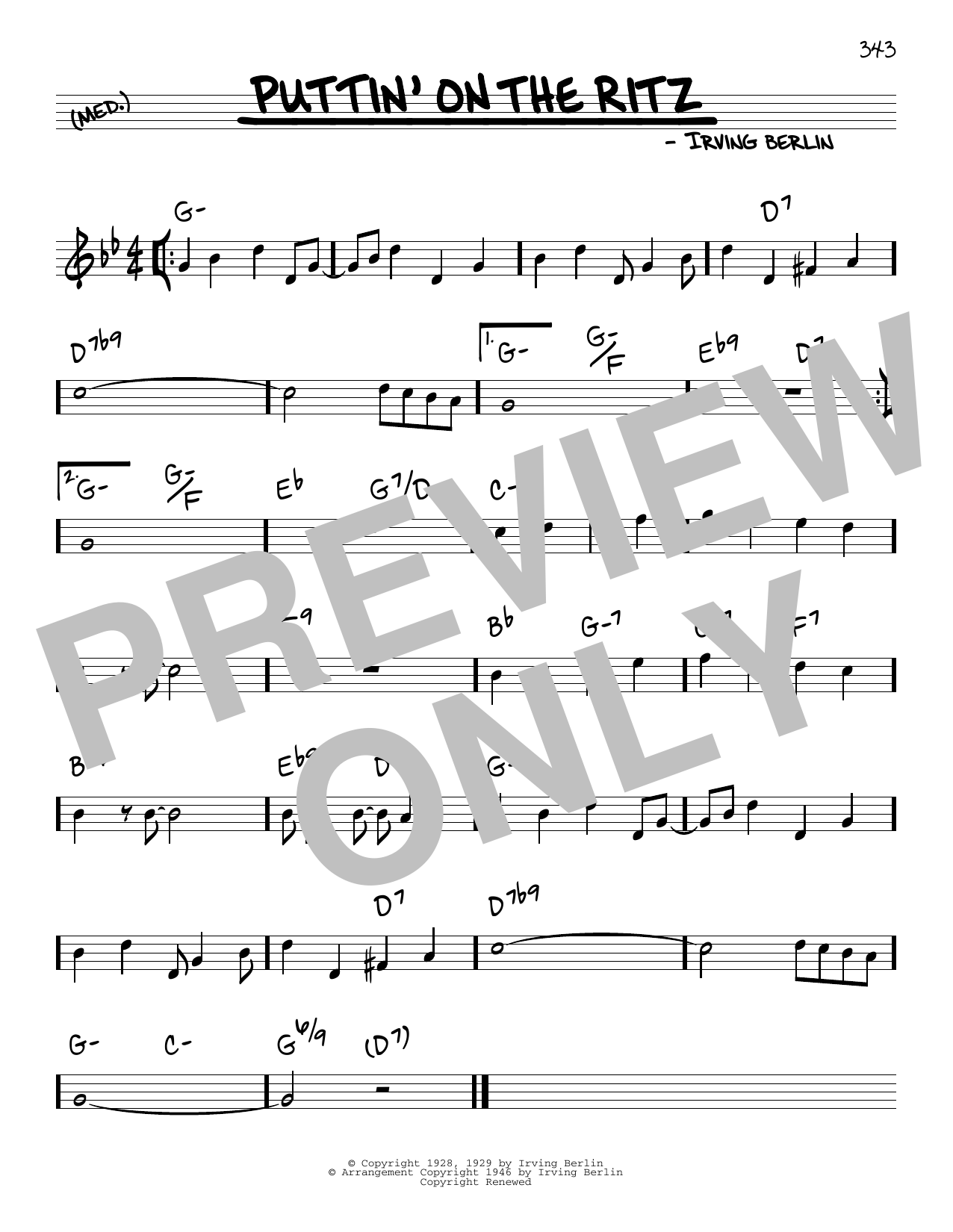Taco Puttin' On The Ritz sheet music notes and chords arranged for Real Book – Melody & Chords