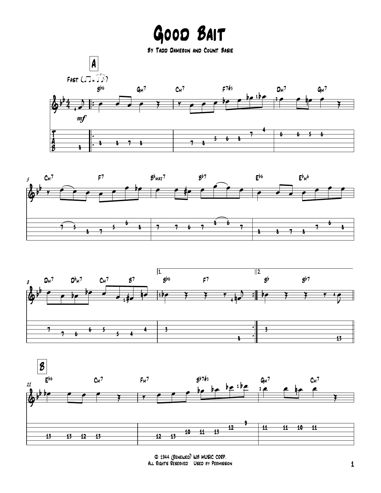 Tadd Dameron Good Bait sheet music notes and chords arranged for Lead Sheet / Fake Book