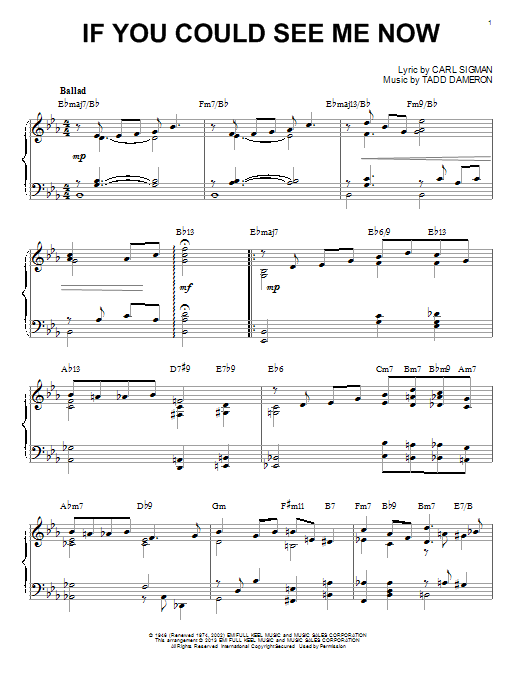 Tadd Dameron If You Could See Me Now [Jazz version] (arr. Brent Edstrom) sheet music notes and chords arranged for Piano Solo
