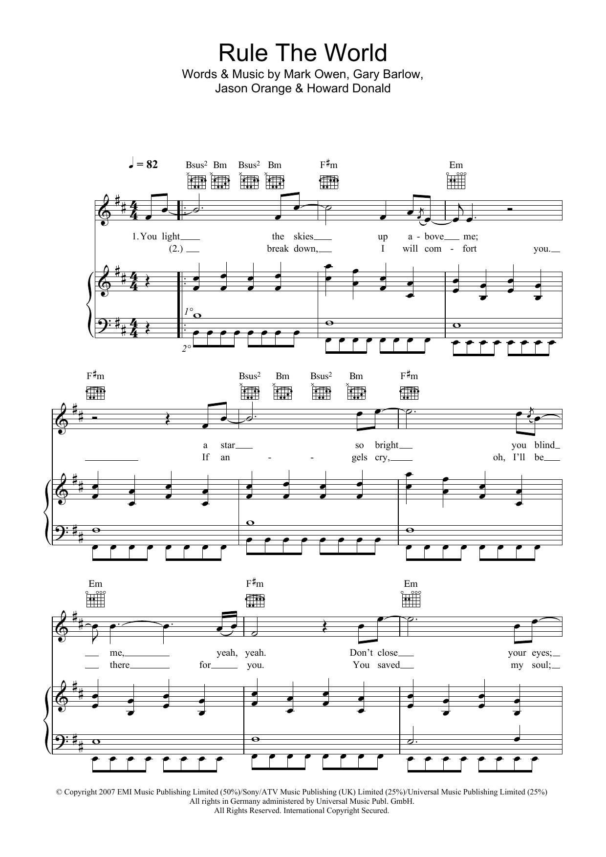 Take That Rule The World (from Stardust) sheet music notes and chords arranged for Beginner Piano