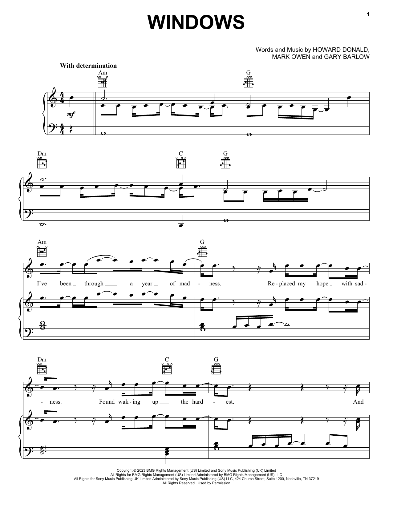 Take That Windows sheet music notes and chords arranged for Piano, Vocal & Guitar Chords (Right-Hand Melody)