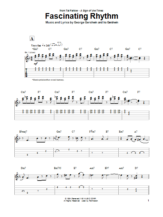 Tal Farlow Fascinating Rhythm sheet music notes and chords arranged for Guitar Tab