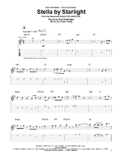 Tal Farlow Stella By Starlight sheet music notes and chords arranged for Guitar Tab
