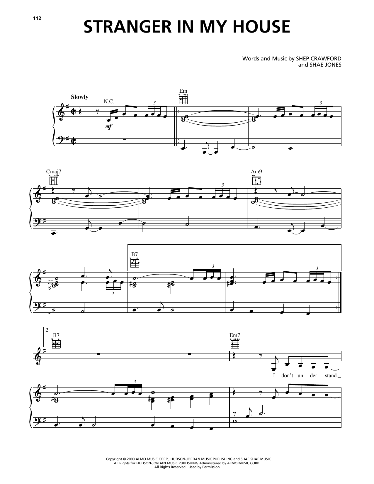 Tamia Stranger In My House sheet music notes and chords arranged for Piano, Vocal & Guitar Chords (Right-Hand Melody)