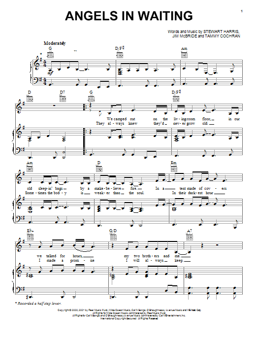 Tammy Cochran Angels In Waiting sheet music notes and chords arranged for Piano, Vocal & Guitar Chords (Right-Hand Melody)