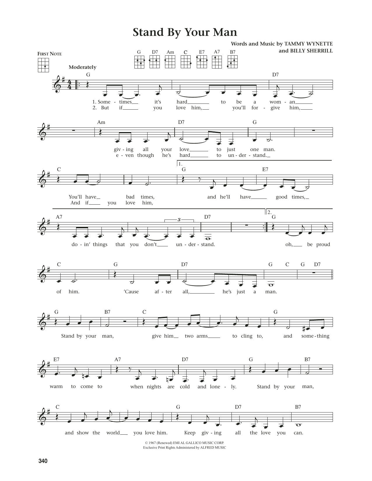 Tammy Wynette Stand By Your Man (from The Daily Ukulele) (arr. Jim Beloff) sheet music notes and chords arranged for Ukulele