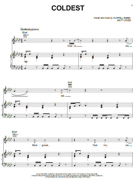Tank Coldest sheet music notes and chords arranged for Piano, Vocal & Guitar Chords (Right-Hand Melody)