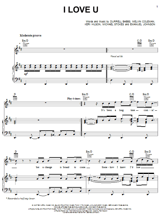 Tank I Love U sheet music notes and chords arranged for Piano, Vocal & Guitar Chords (Right-Hand Melody)