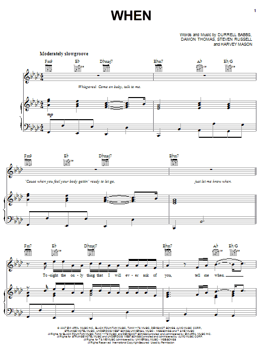 Tank When sheet music notes and chords arranged for Piano, Vocal & Guitar Chords (Right-Hand Melody)
