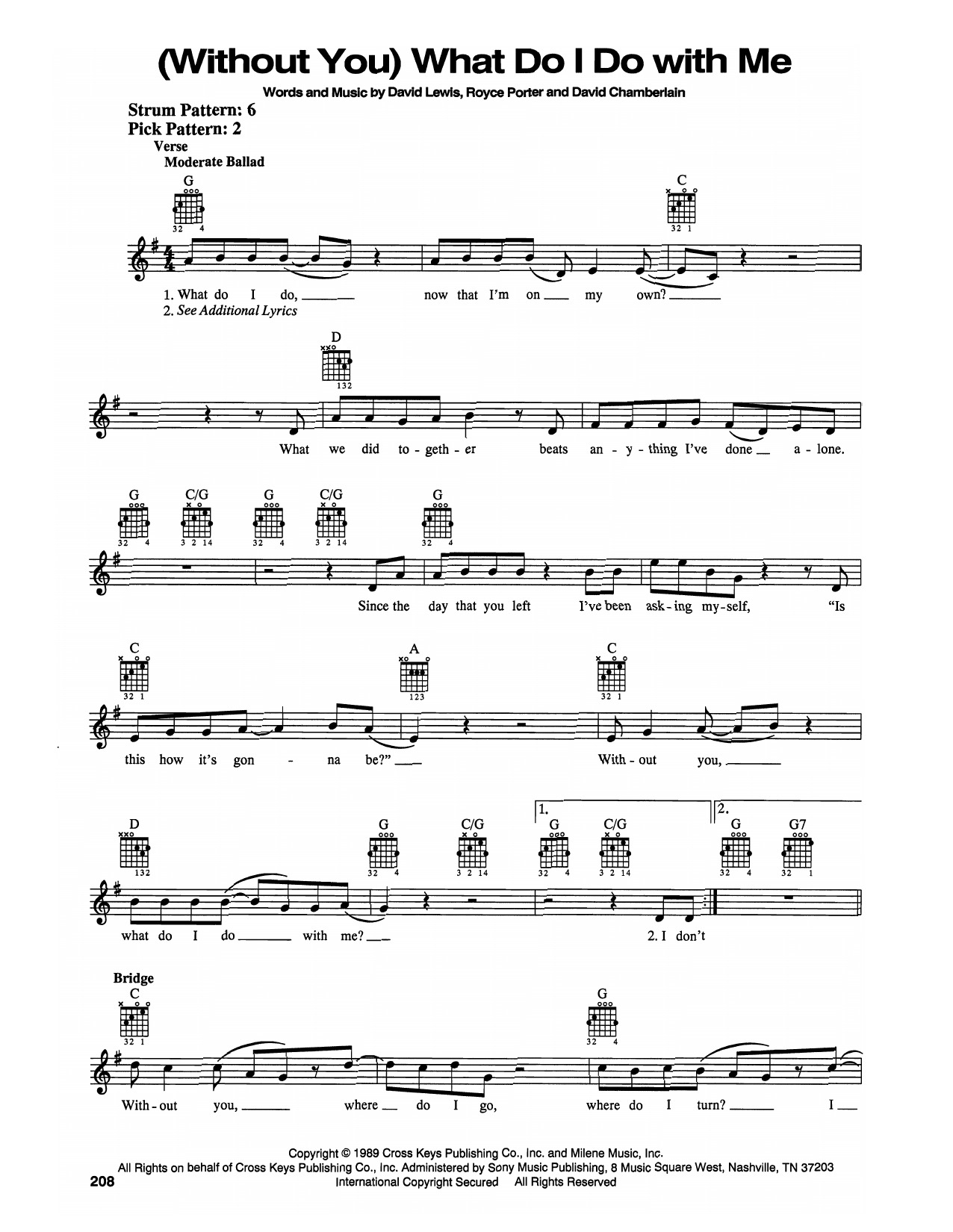 Tanya Tucker (Without You) What Do I Do With Me sheet music notes and chords arranged for Easy Guitar