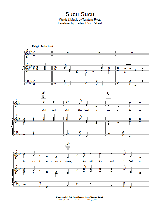 Tarateno Rojas Sucu Sucu sheet music notes and chords arranged for Piano, Vocal & Guitar Chords