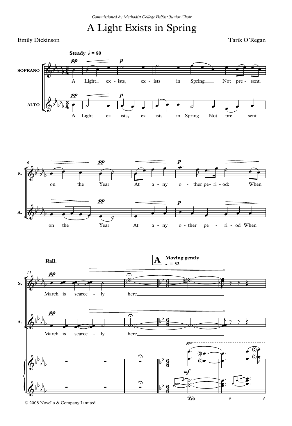 Tarik O'Regan A Light Exists In Spring sheet music notes and chords arranged for SSA Choir