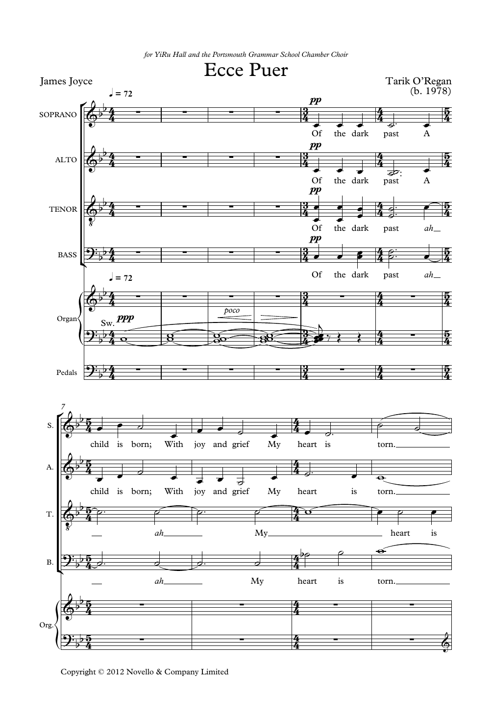 Tarik O'Regan Ecce Puer sheet music notes and chords arranged for SATB Choir