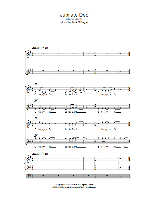Tarik O'Regan Jubilate Deo sheet music notes and chords arranged for Choir