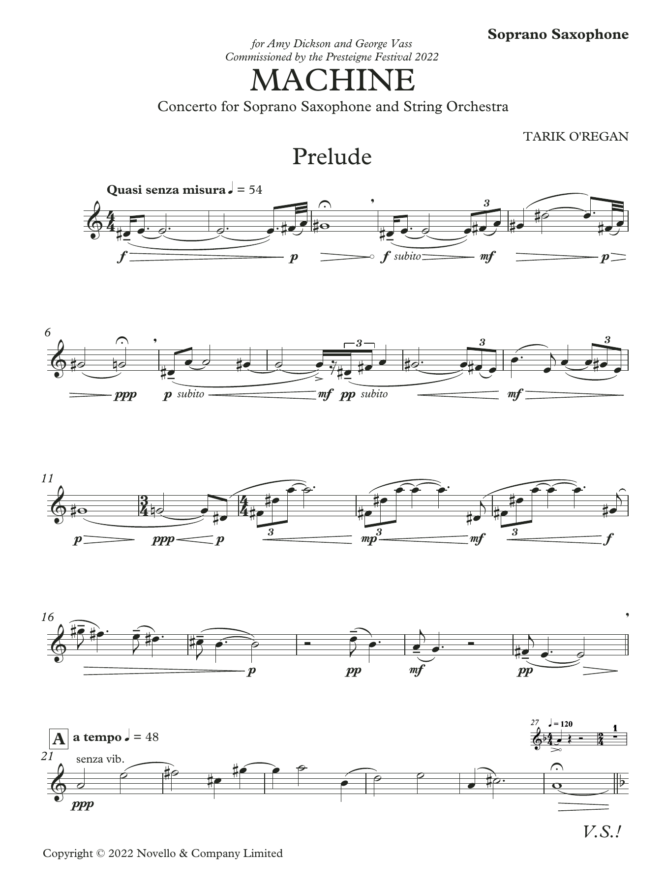 Tarik O'Regan Machine (Solo Part) sheet music notes and chords arranged for Soprano Sax Solo
