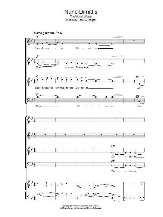 Tarik O'Regan Nunc Dimittis sheet music notes and chords arranged for Choir