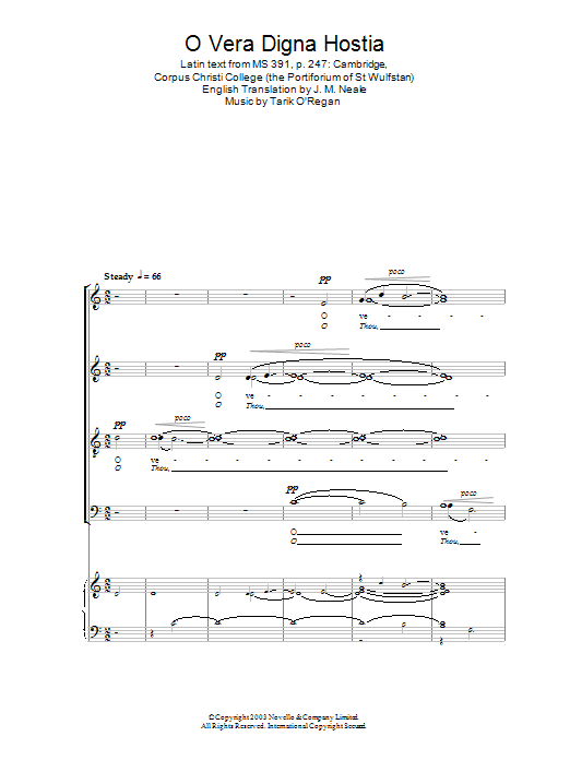 Tarik O'Regan O Vera Digna Hostia sheet music notes and chords arranged for Choir