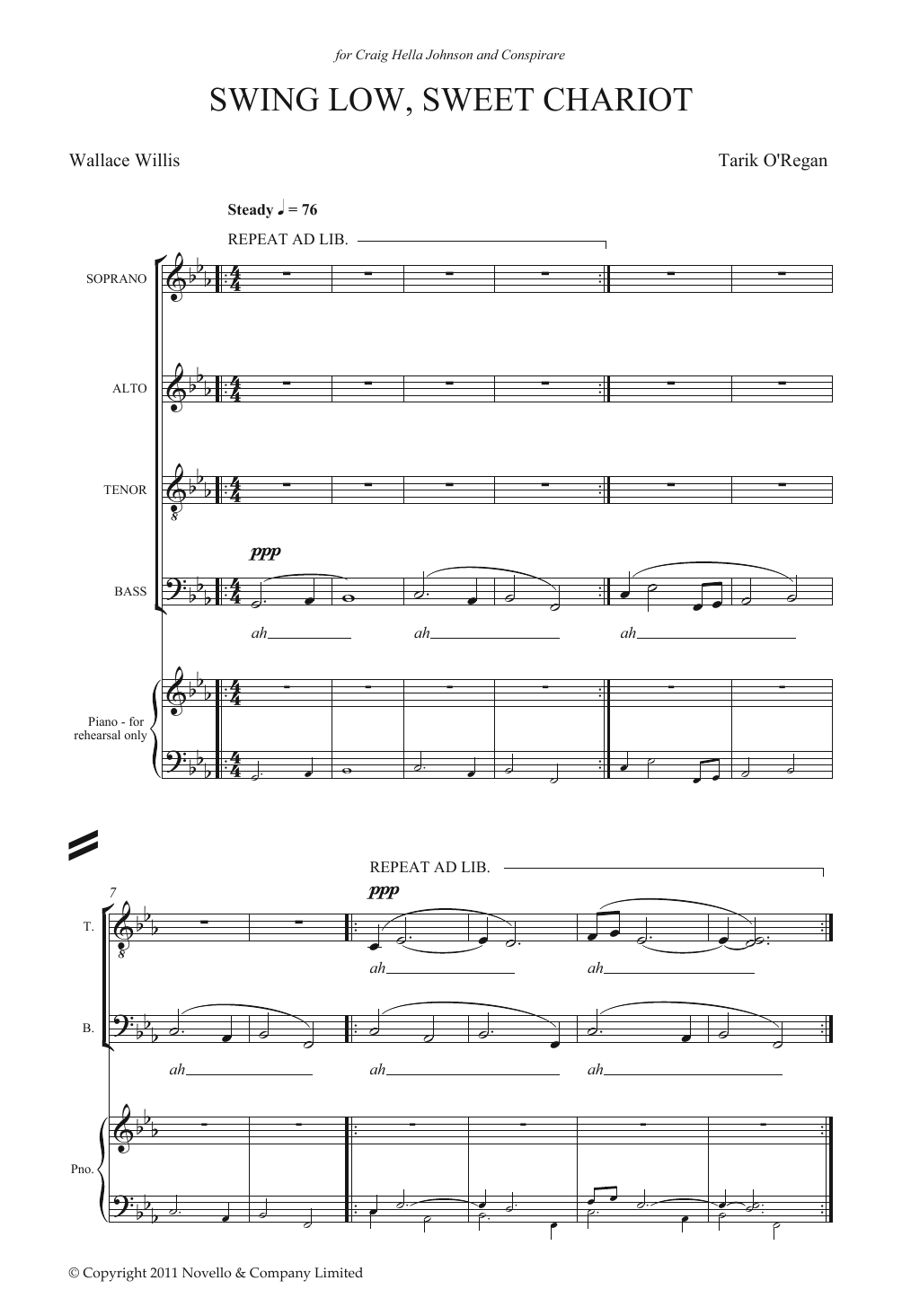 Tarik O'Regan Swing Low, Sweet Chariot sheet music notes and chords arranged for SATB Choir