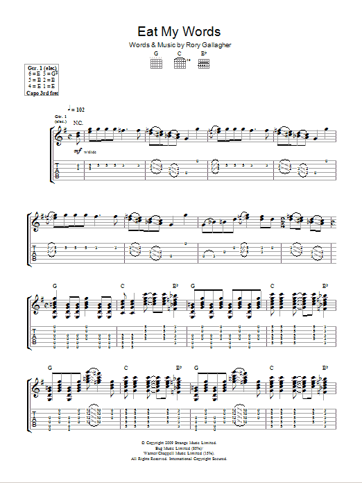 Taste Eat My Words sheet music notes and chords arranged for Guitar Tab