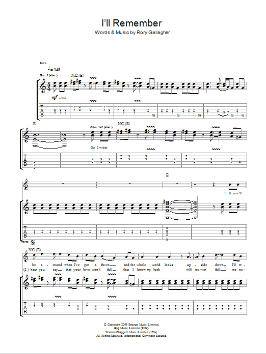 Taste I'll Remember sheet music notes and chords arranged for Guitar Tab